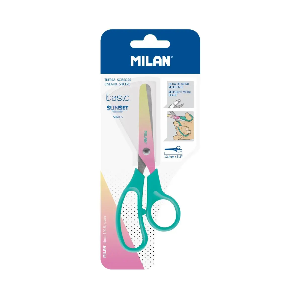 Milan-Blister Scissors Basic Sunset Turquoise-Bwm10444T