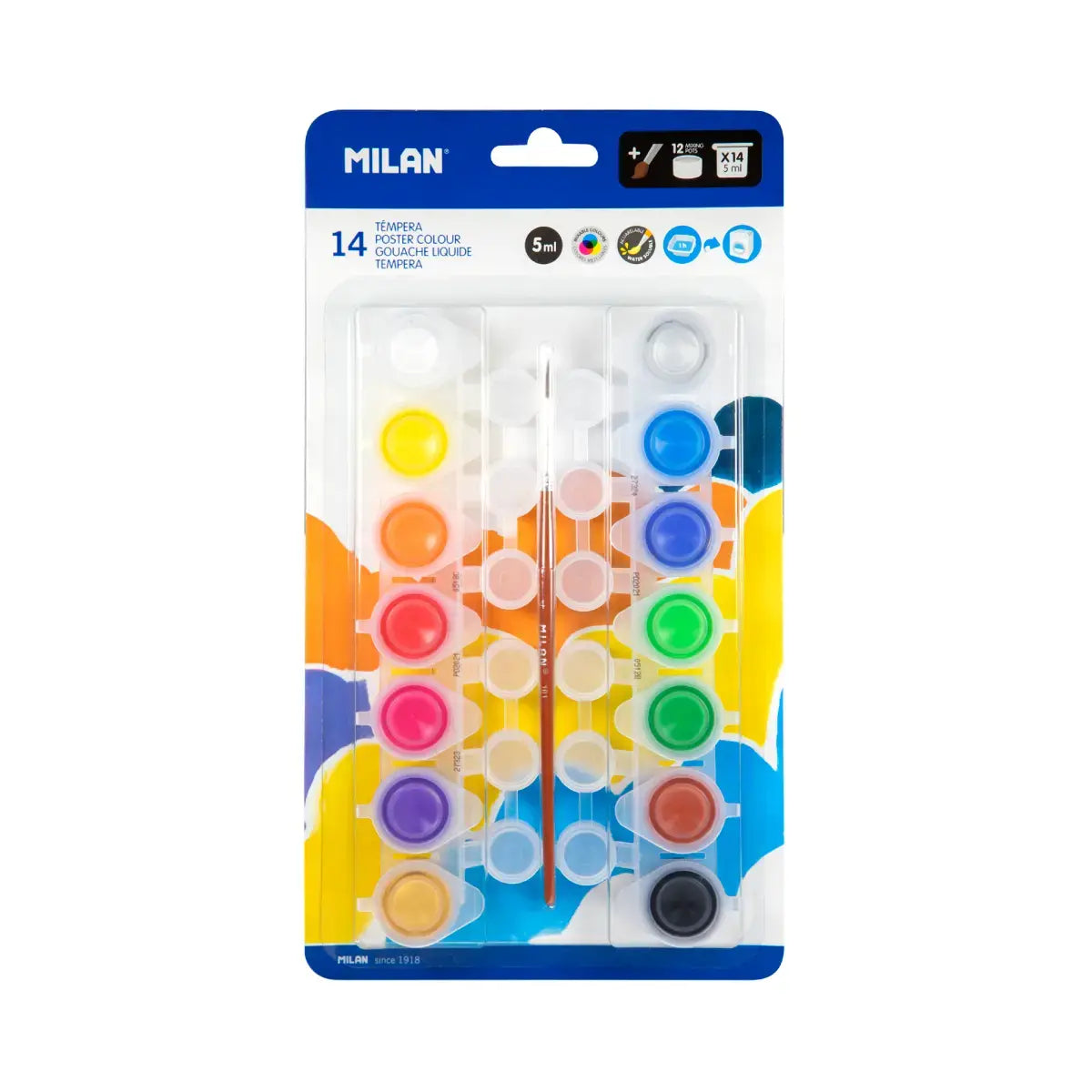 Milan-Blister 14 Poster Colour Jars 5Ml+Brush-Bwm10244