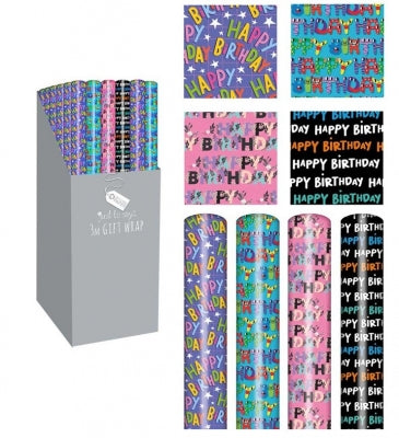 Tallon-Roll Wrap 3M Happy Birthday Assorted-1512