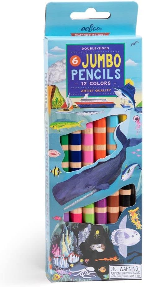 Eeboo - Under The Sea 6 Jumbo Double Pencils - Sea-Jmb-Dbl-Pncl