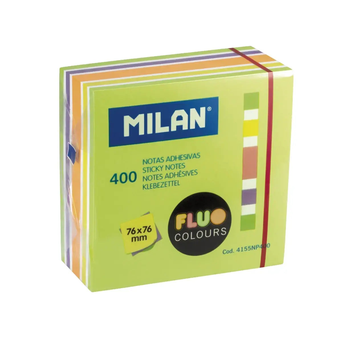 Milan-Cube 400 Adhesive Notes 76X76 Fluo-4155Np400