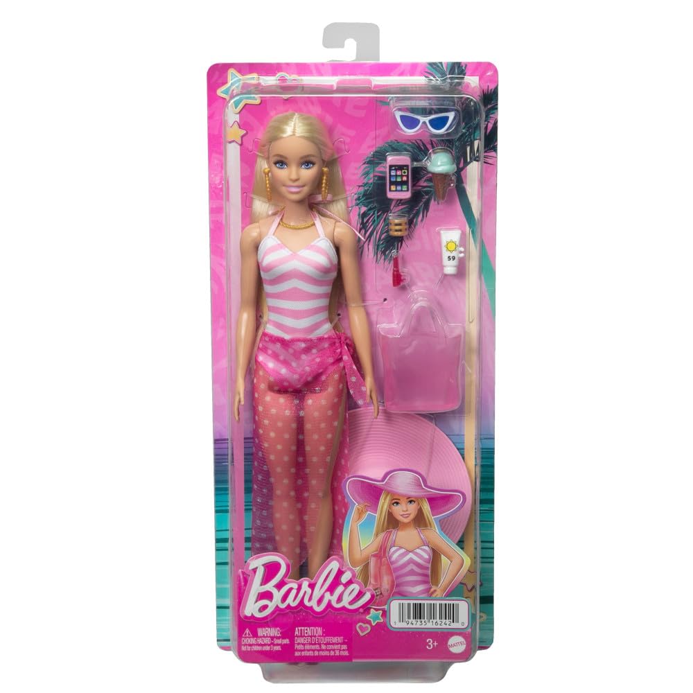 Hpl73-Barbie Beach Doll W Piece Count