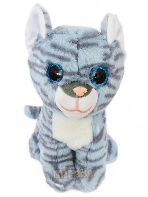 Mirada 25Cm Cat With Glitter Eye Soft Toy - Grey-Mp0085