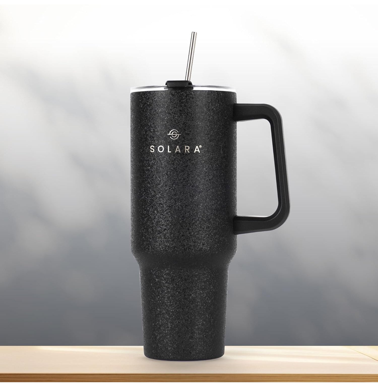 Solara-1200Ml Insulated Tumbler With Lid And Straw For Hot And Cold, Black Knight