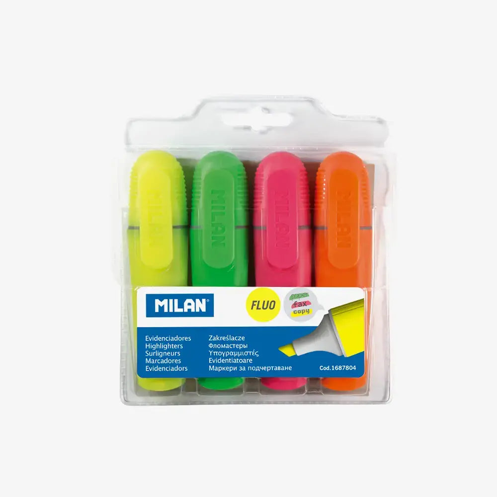 Milan-Bag 4 Flat Bevel-Edged Fluo Highlighters-1687804