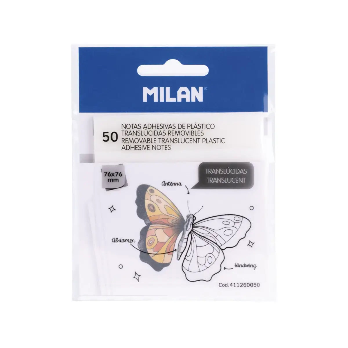 Milan-50 Transp. White Adhesive Notes 76X76Mm-411260050