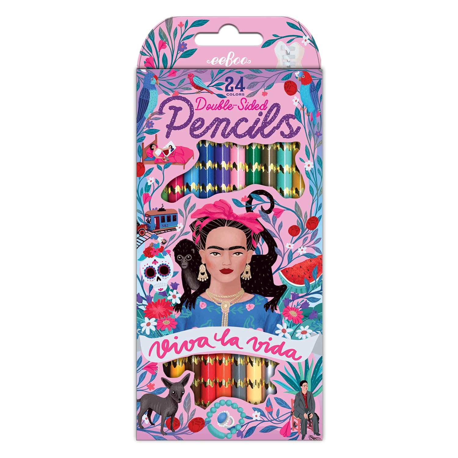 Eeboo - Viva La Vida 12 Double Sided Pencils - Viva-Dbl-Pncl-12