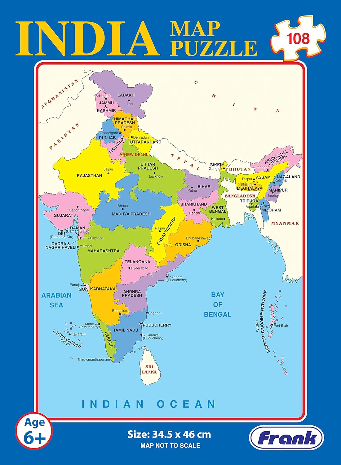 Frank India Map Puzzle 108 Pcs