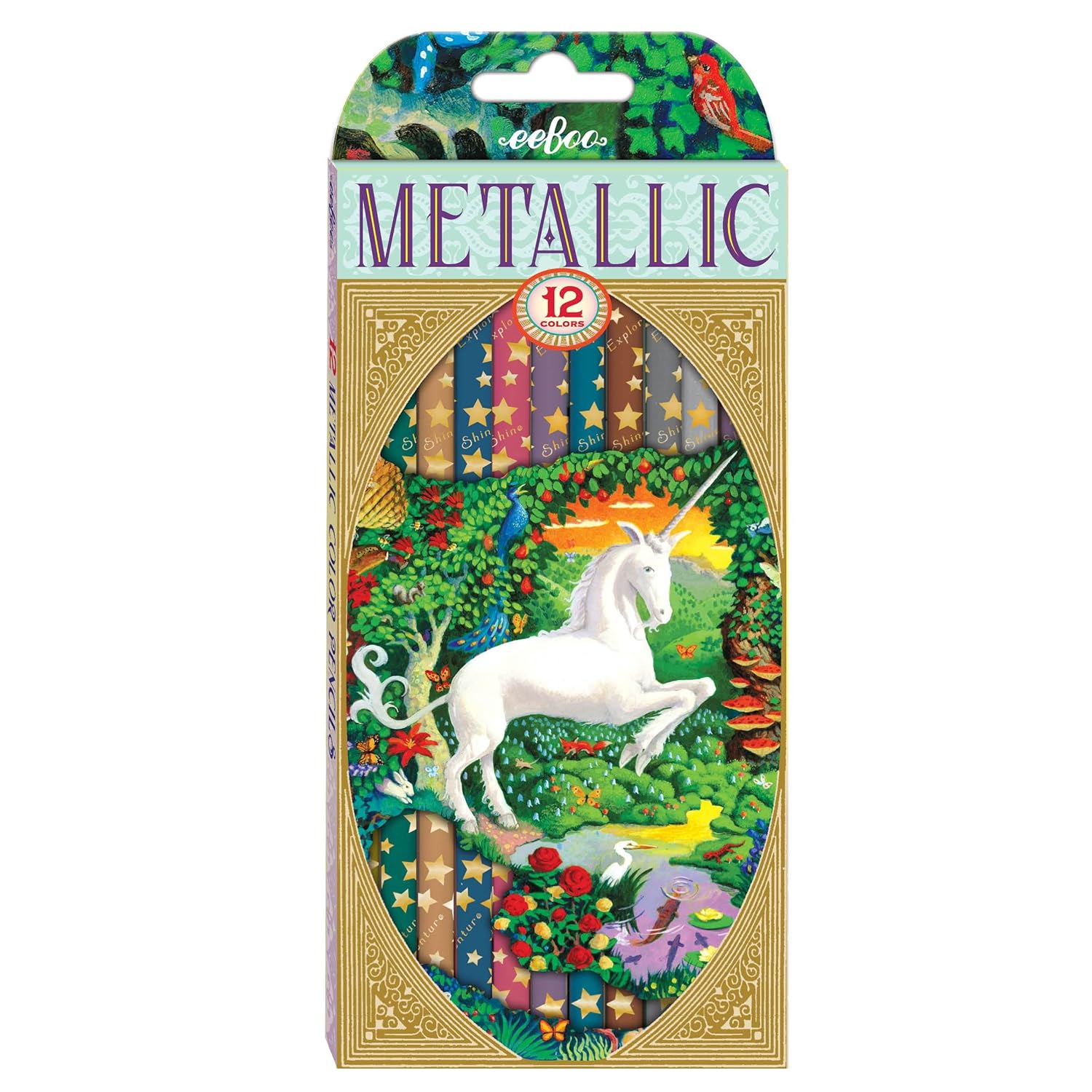 Eeboo - Unicorn Metallic 12 Pencils - Unicrn-Mtlc-Pncl-12