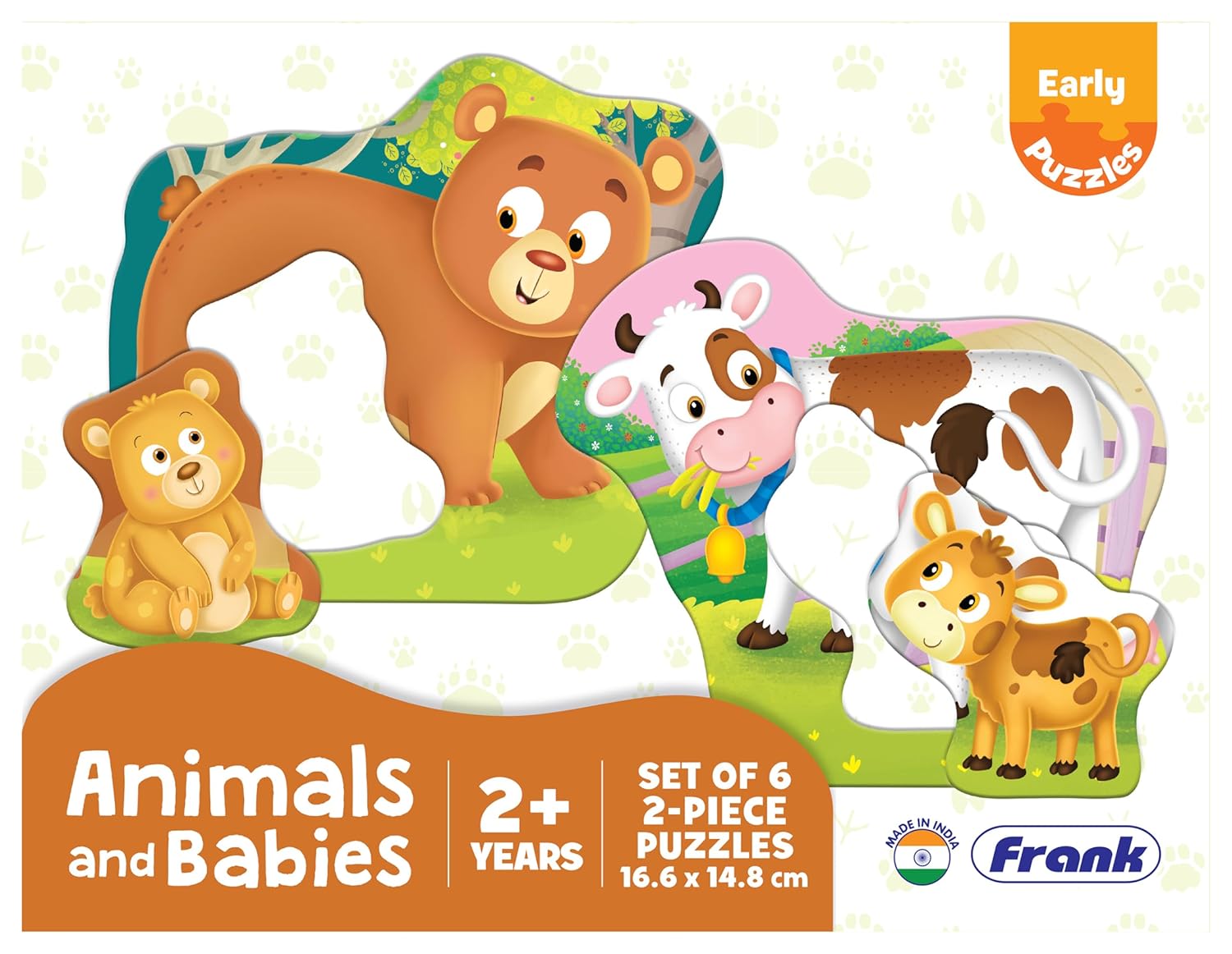 Frank Animals And Babies - A Set Of 6 Puzzles - 2 Pieces Each