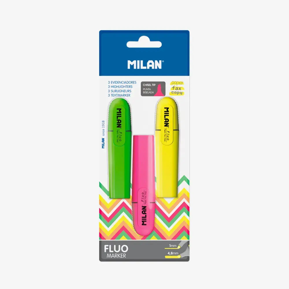 Milan-Blister 3 High. Green, Pink, Yellow-Bwm10033