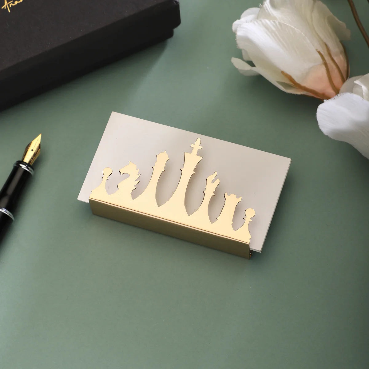 Anand Prakash-Business Card Holder Chess Theme Brass