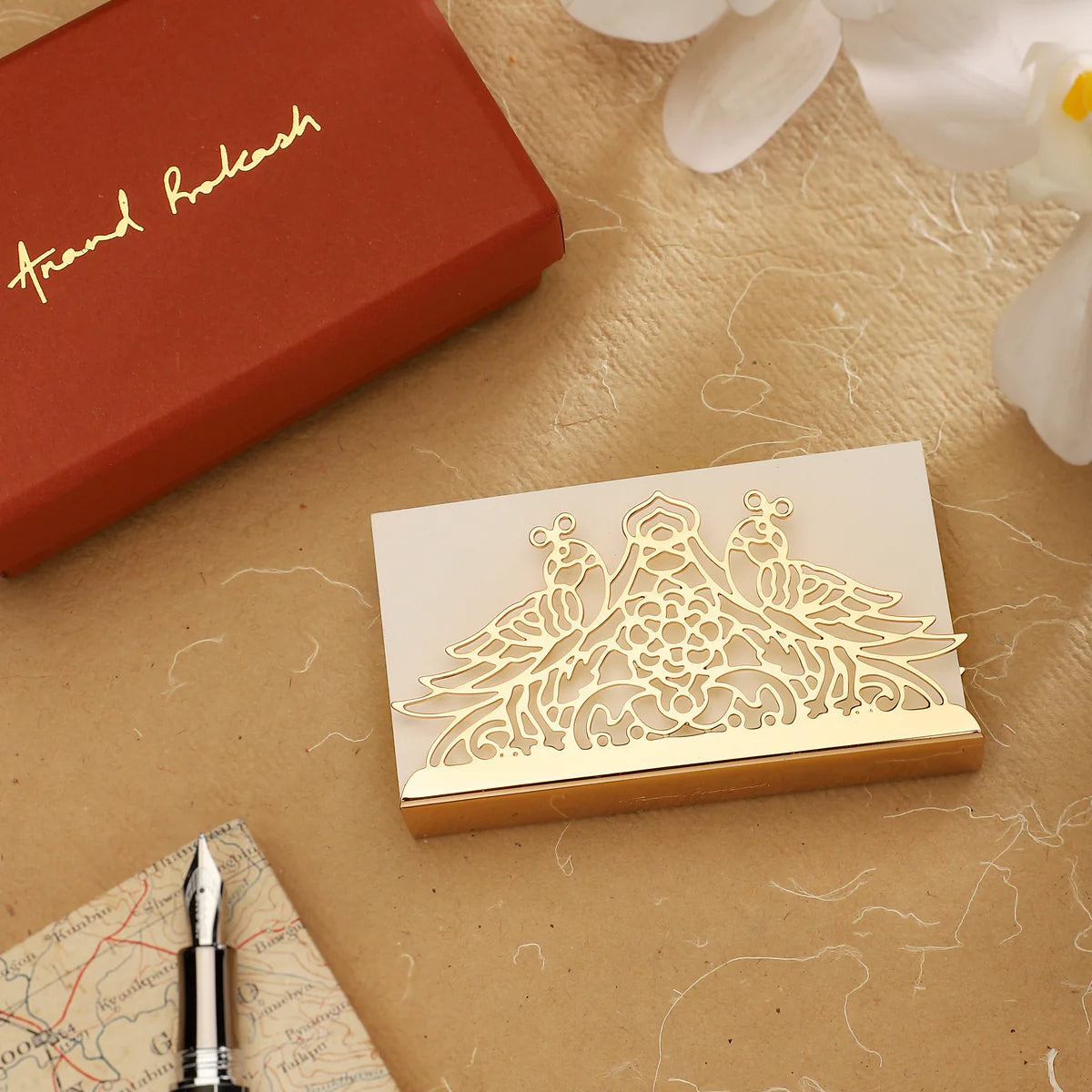 Anand Prakash-Business Card Holder_Peacock Elegance_Brass Bp-Bchpm