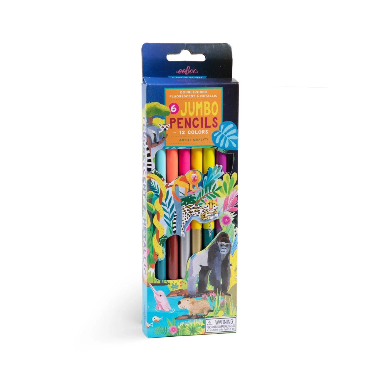 Eeboo - Rainforest 6 Jumbo Double Spcl Pencils - Rnfrst-Jmbo-Dbl-Pncl-6