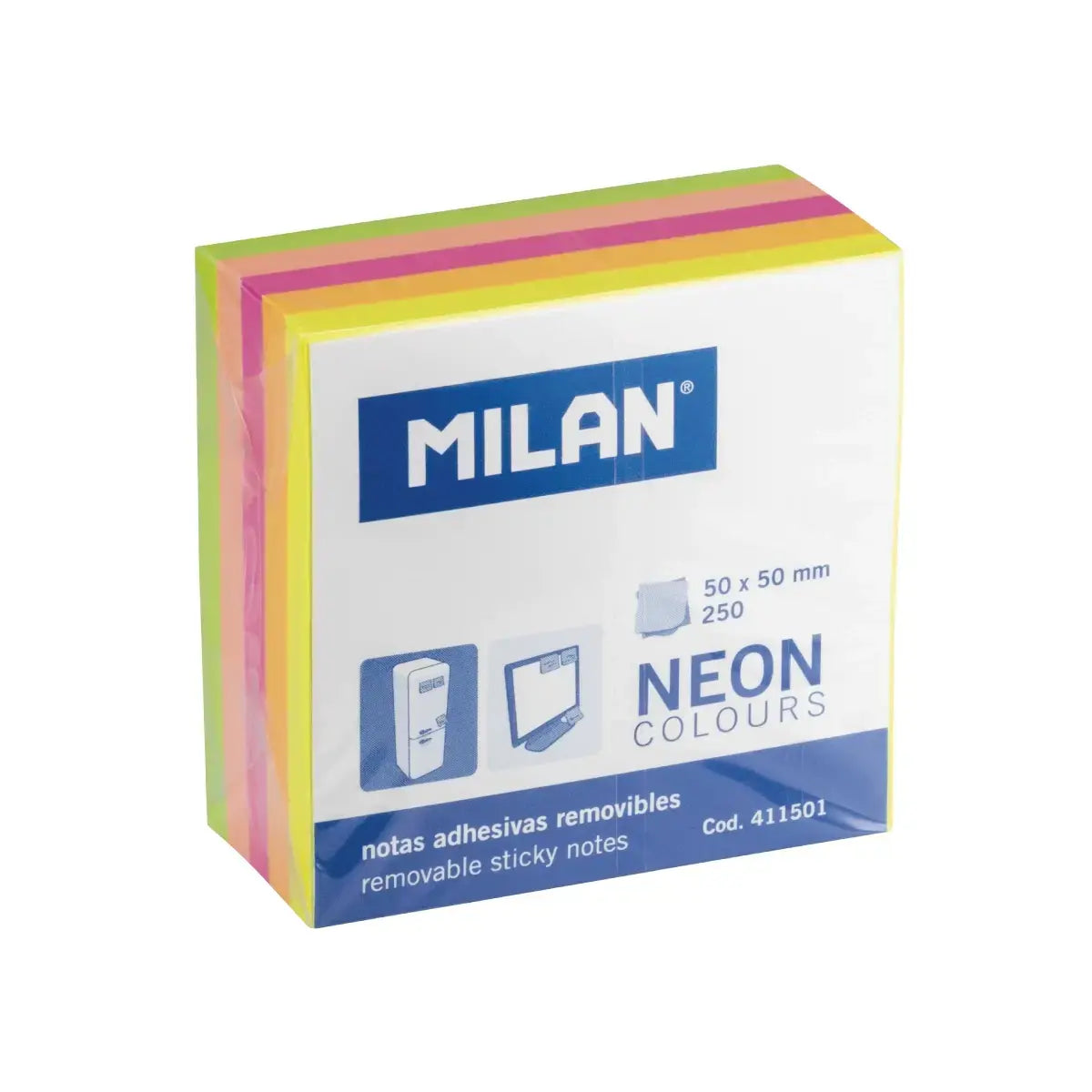 Milan-Minicube Adhesive Notes 50X50 Neon-411501