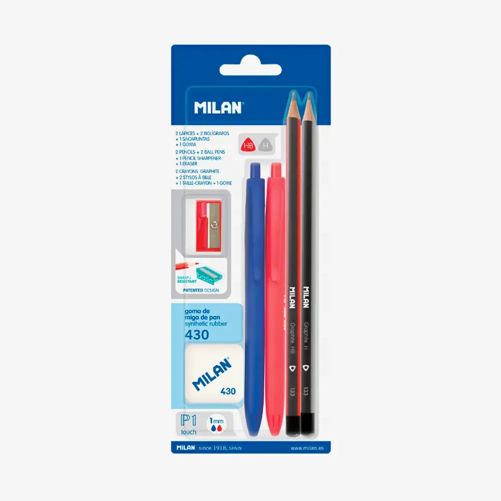Milan-Blister 2Xp1Touch Blue+Red+2Xpencils+Bas-Bym10336