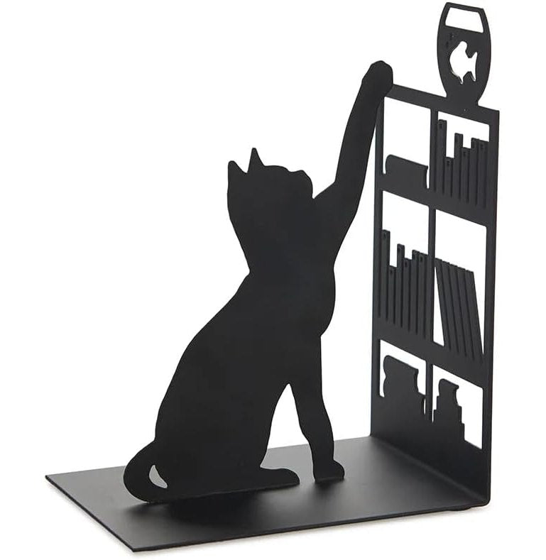 Balvi-Bookend,Fishing Cat,Black,Metal-27474