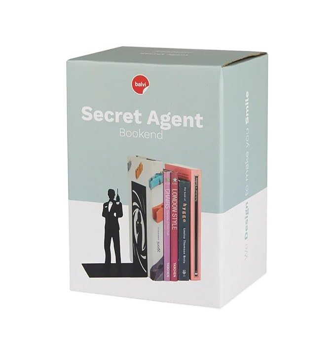Balvi-Bookend,Secret Agent,Black,Metal-27035