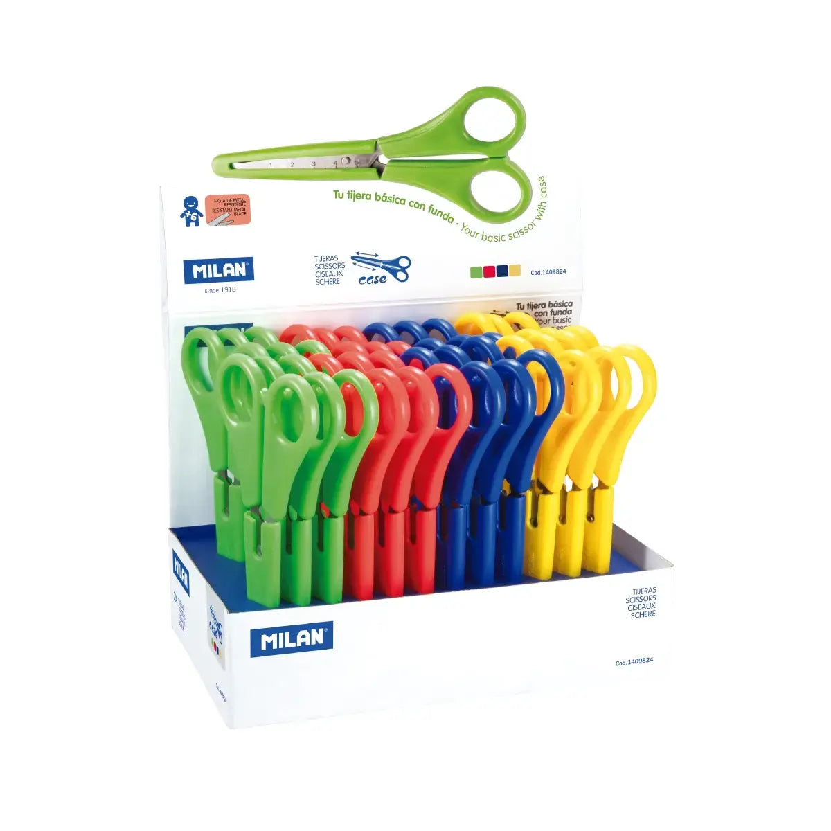 Milan-Display 24 School Scissors Plastic Cover-1409824