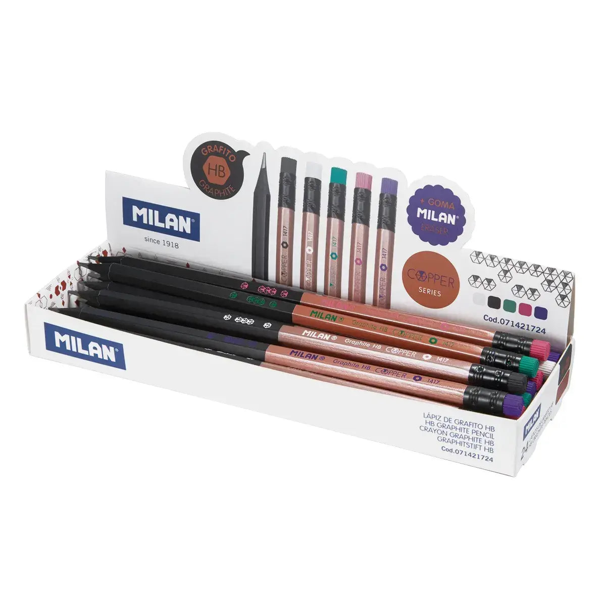Milan-Box 24 Graphite Pencils W.Eraser Cooper-71421724