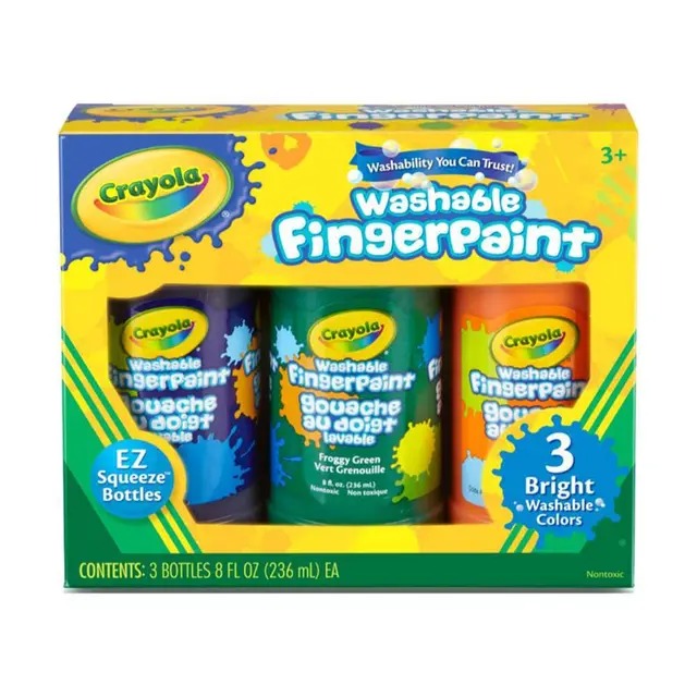 Crayola - 3Ct/8Oz Wh Fngrpaint,Secndry Clr,12P,15 - 5513110001