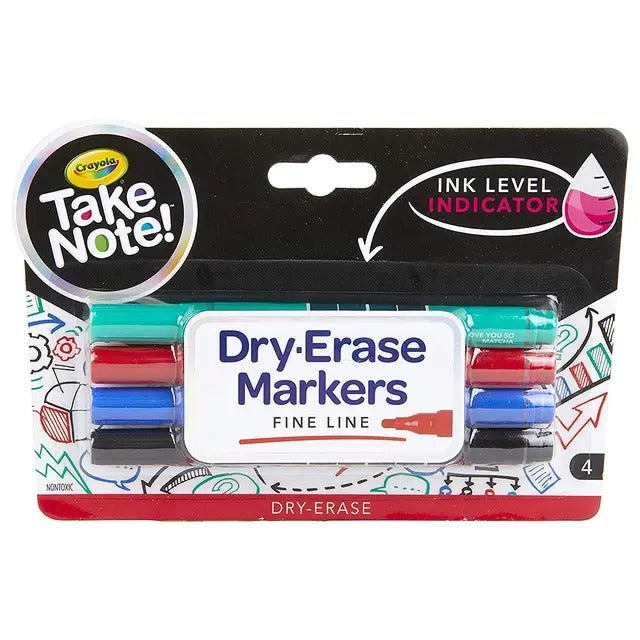 Crayola - Take Note 4Ct Fl D/Erase Mkr,Clrd,24Pk - 5865410000