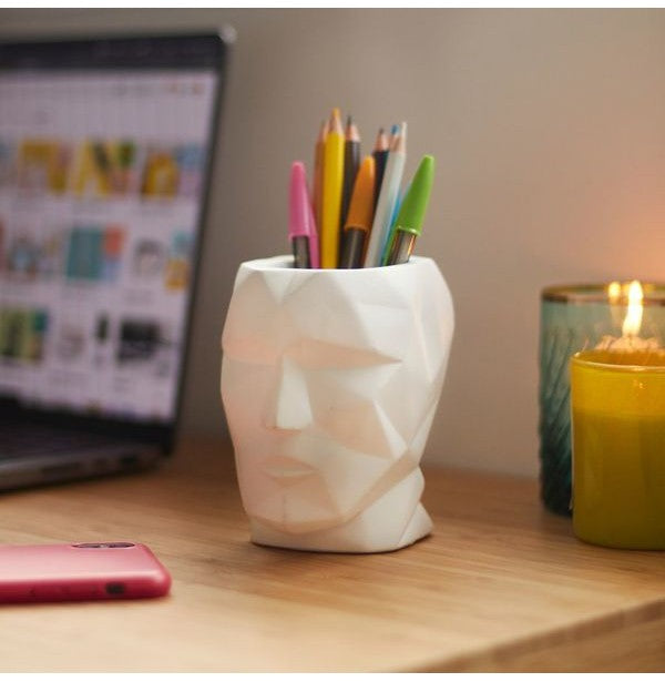 Balvi-Pen Holder,The Head,White,Ciment-26919