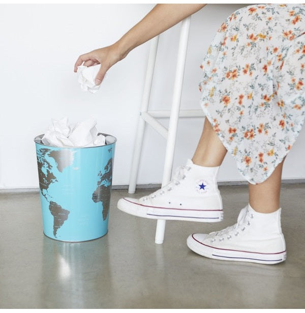 Balvi-Wastebasket,Globe,Turquoise,-27539
